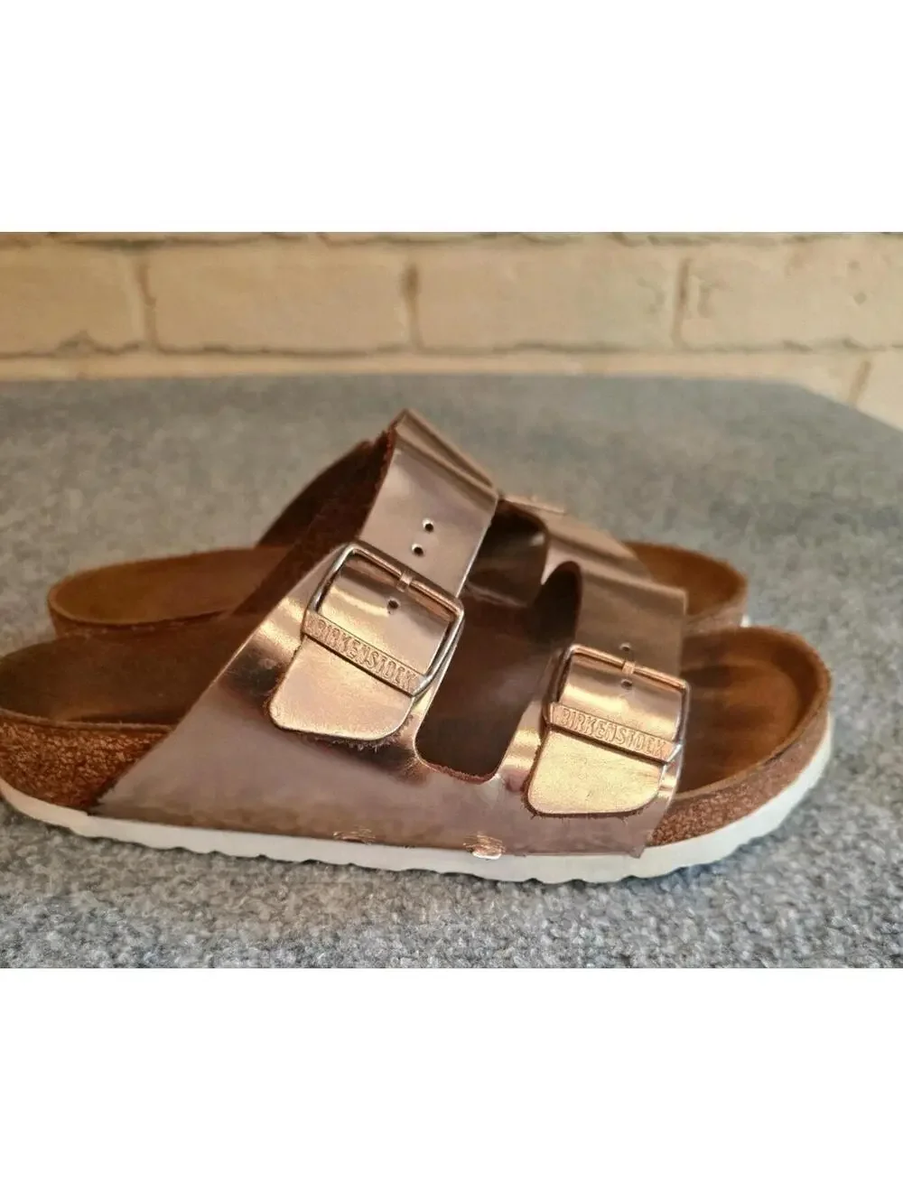Birkenstock Metallic Copper Arizona BS Slip On Slide Sandals Sz 38 US 7-7.5 - Picture 7 of 12